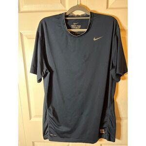 Nike Pro Combat Dri-FIT Shirt Men XXL Navy Blue Fitted Short Sleeve Training Tee